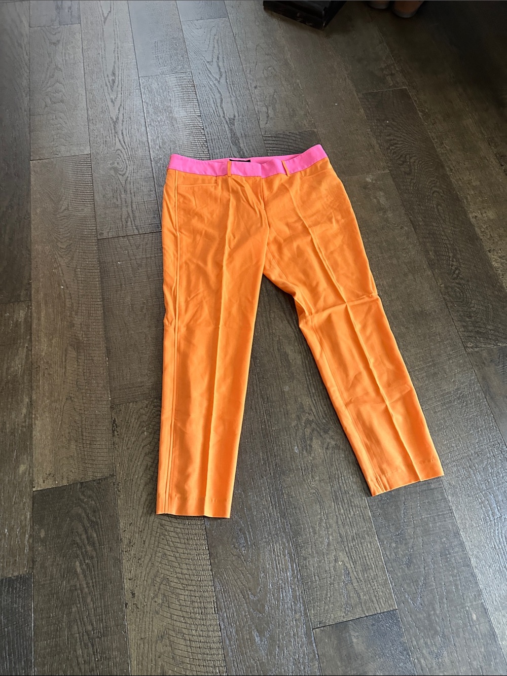 Pink Tartan Orange Leggings with Pink Waistband